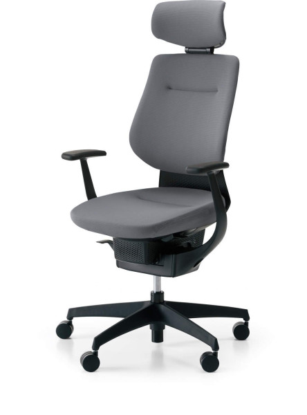 ING japonská aktivní židle  GLIDER 360° čalouněná černá kostra s podhlavníkem (8)